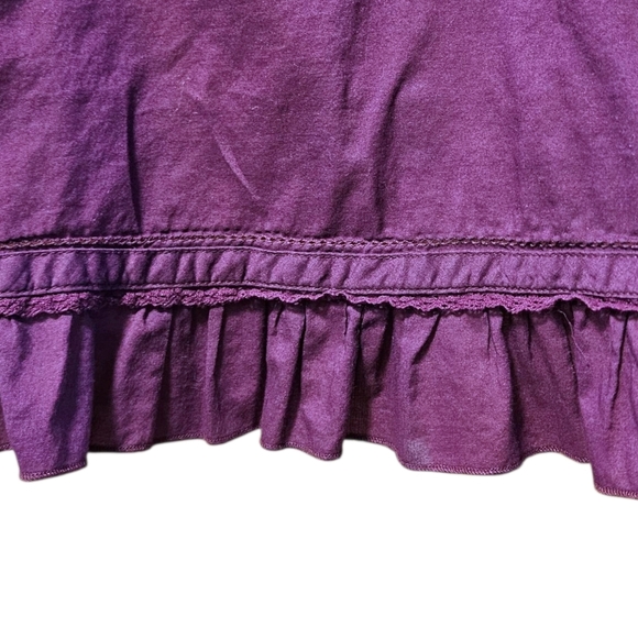AEO Purple Ruffle Hem Tank Top Sz 4 Crochet Trim Boho Cottagecore 100% Cotton - Picture 6 of 12